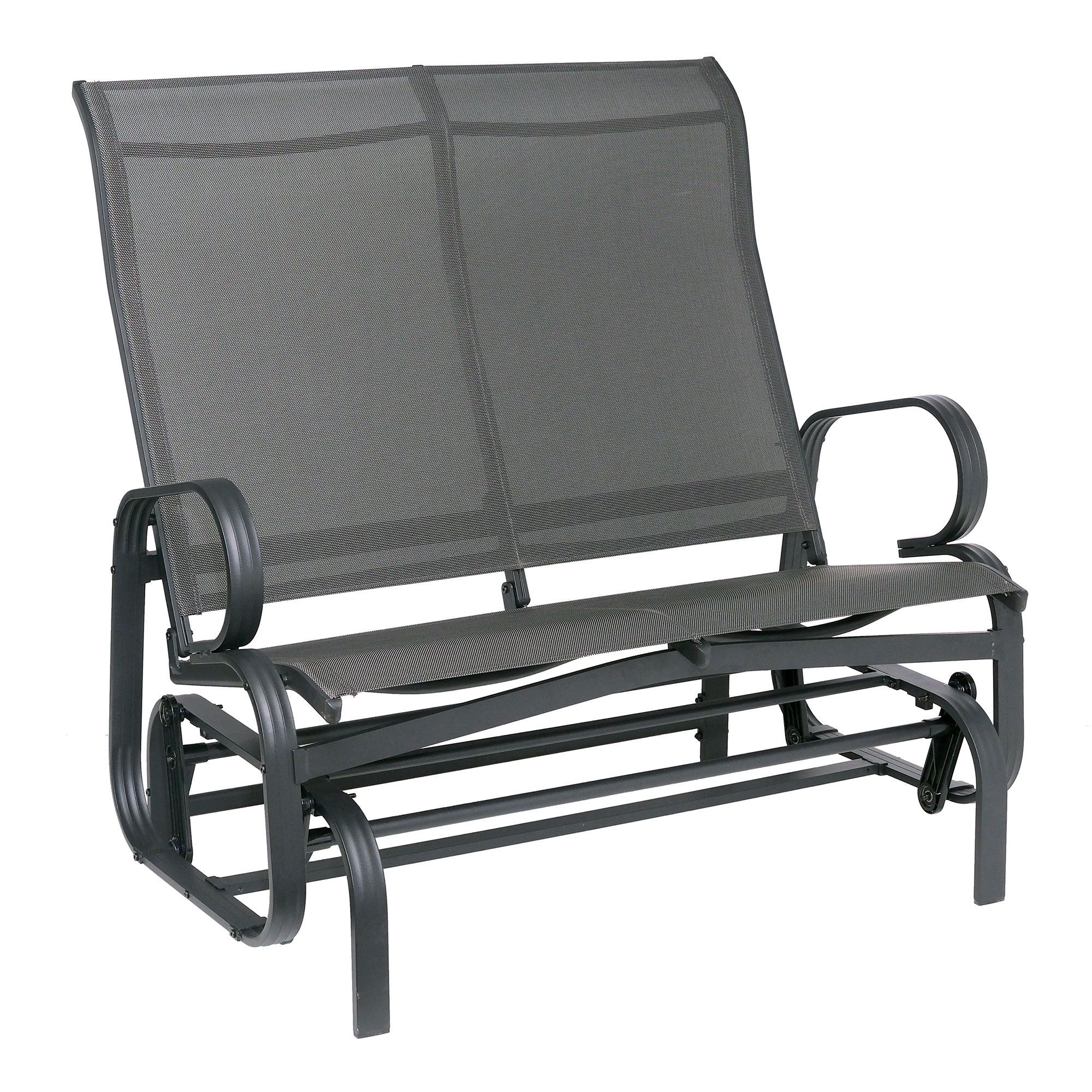 Chaise berçante double Monaco, structure en aluminium, noir