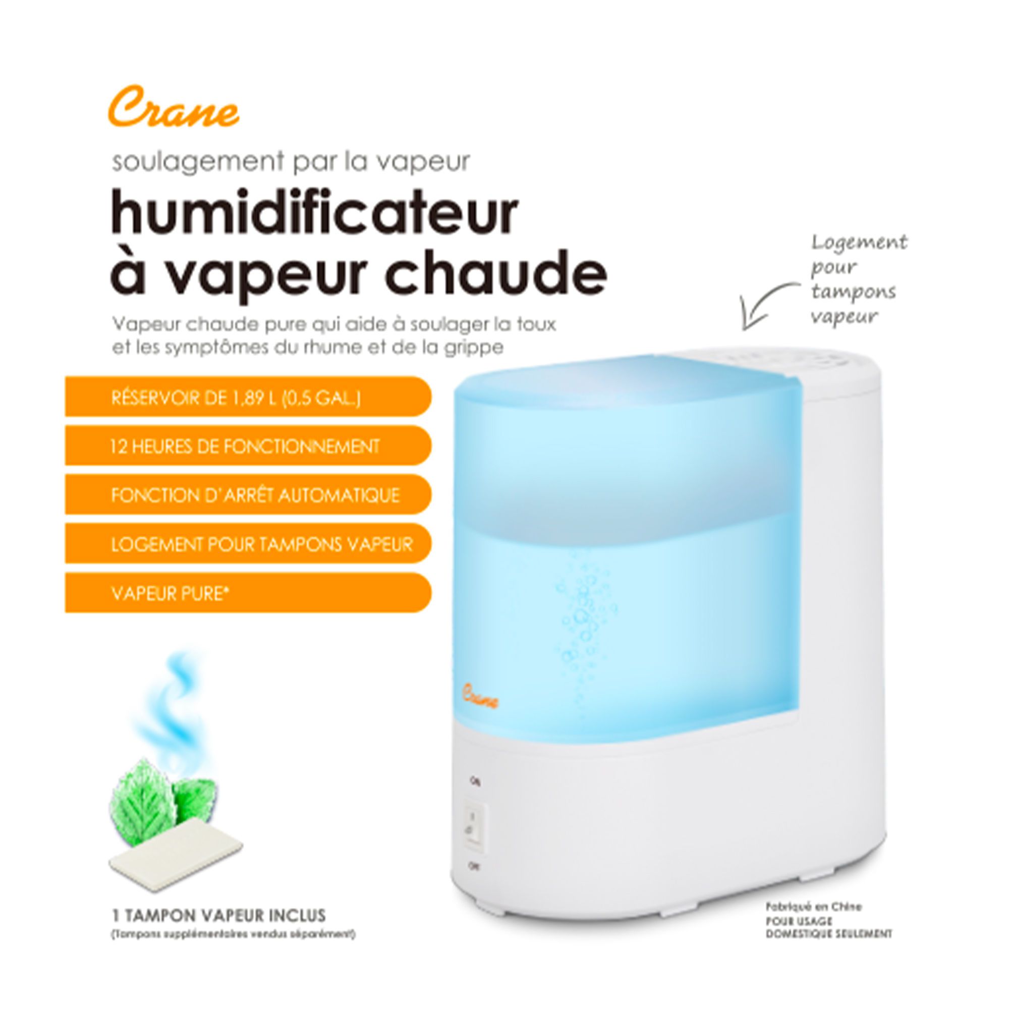 Warm Mist Humidifier - 0.5 Gal - Filter-Free | BMR