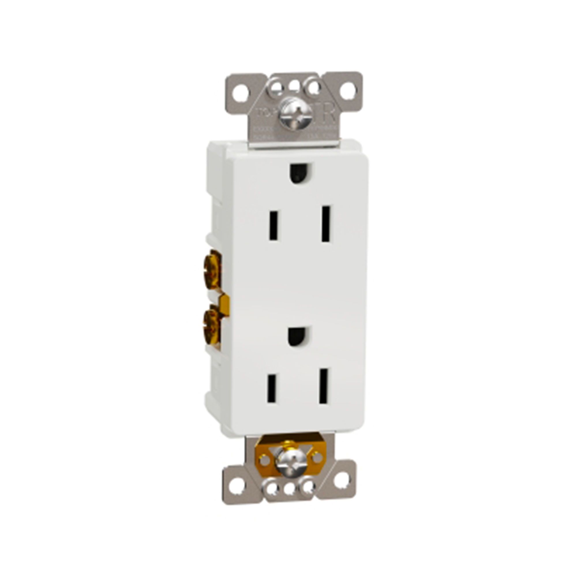 Prise double inviolable, 15A, 125 V, fini blanc mat