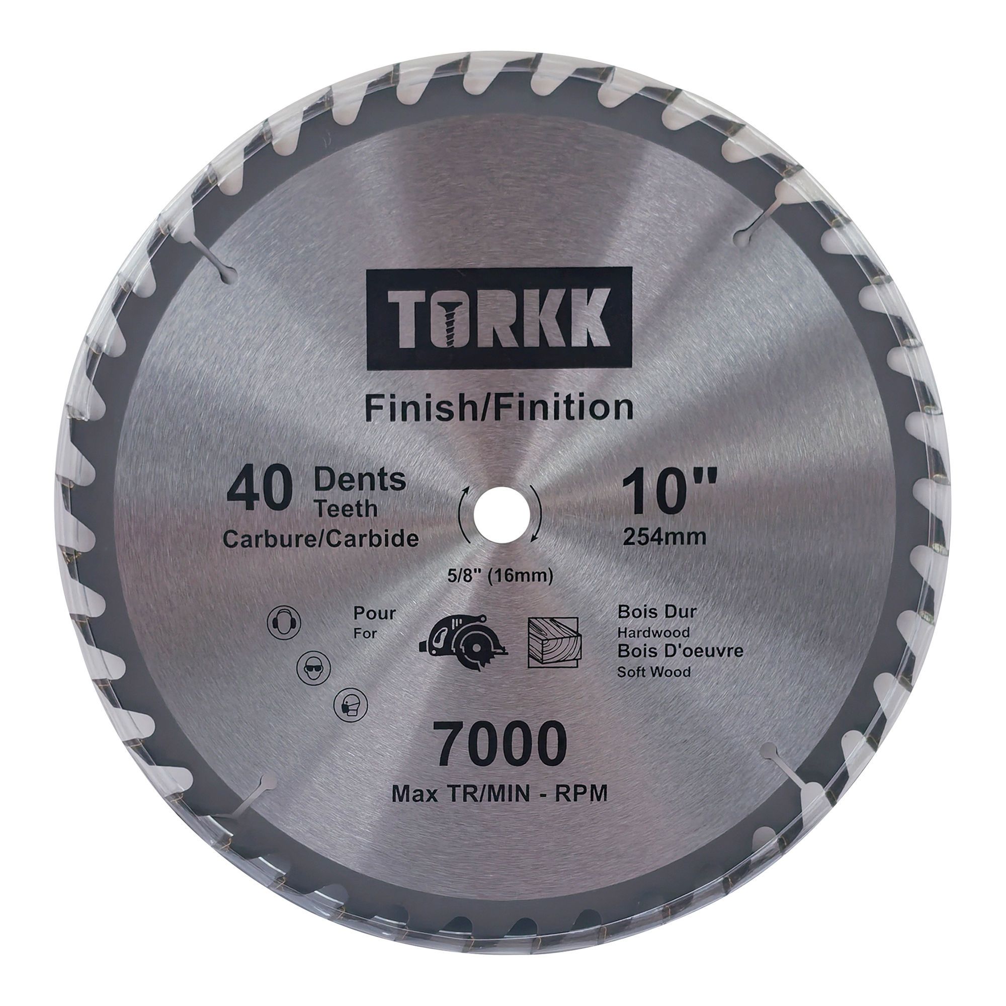 Lame de scie circulaire au carbure, 10", 40 dents