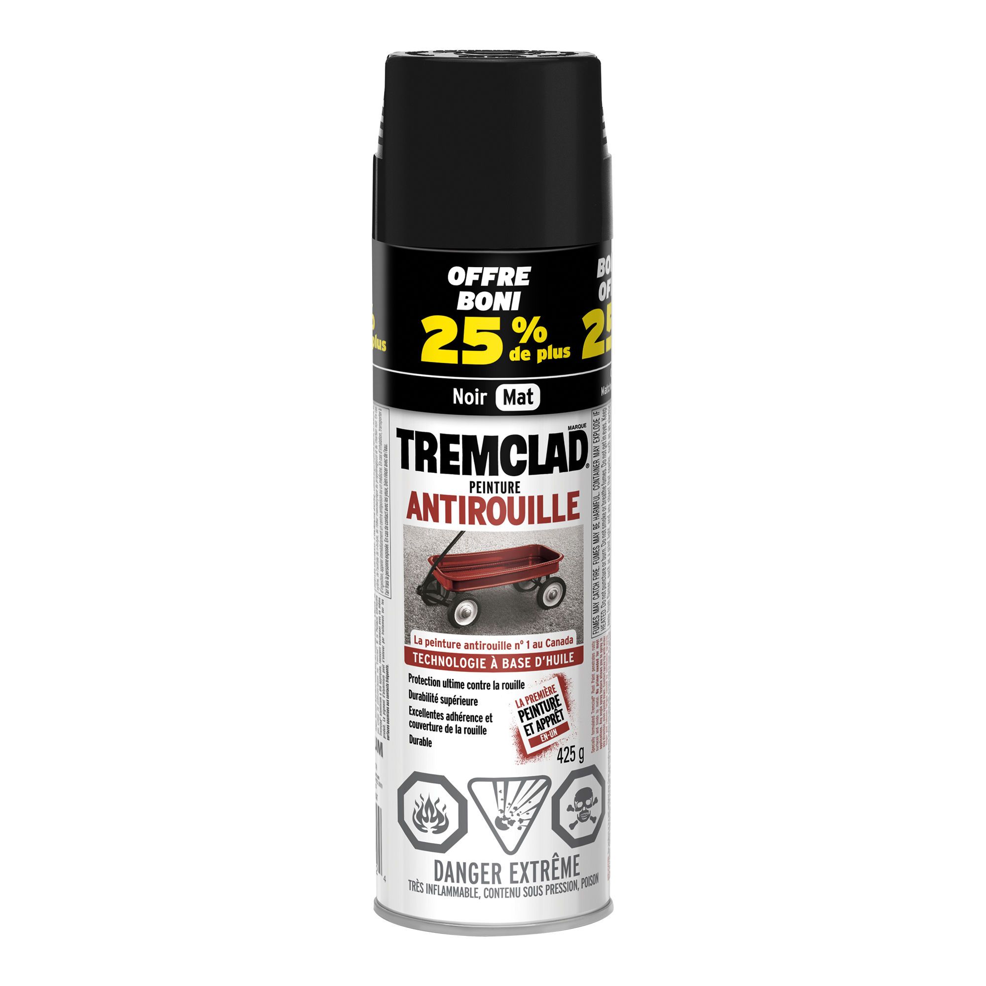 Peinture antirouille en aérosol, noir mat, 425 g