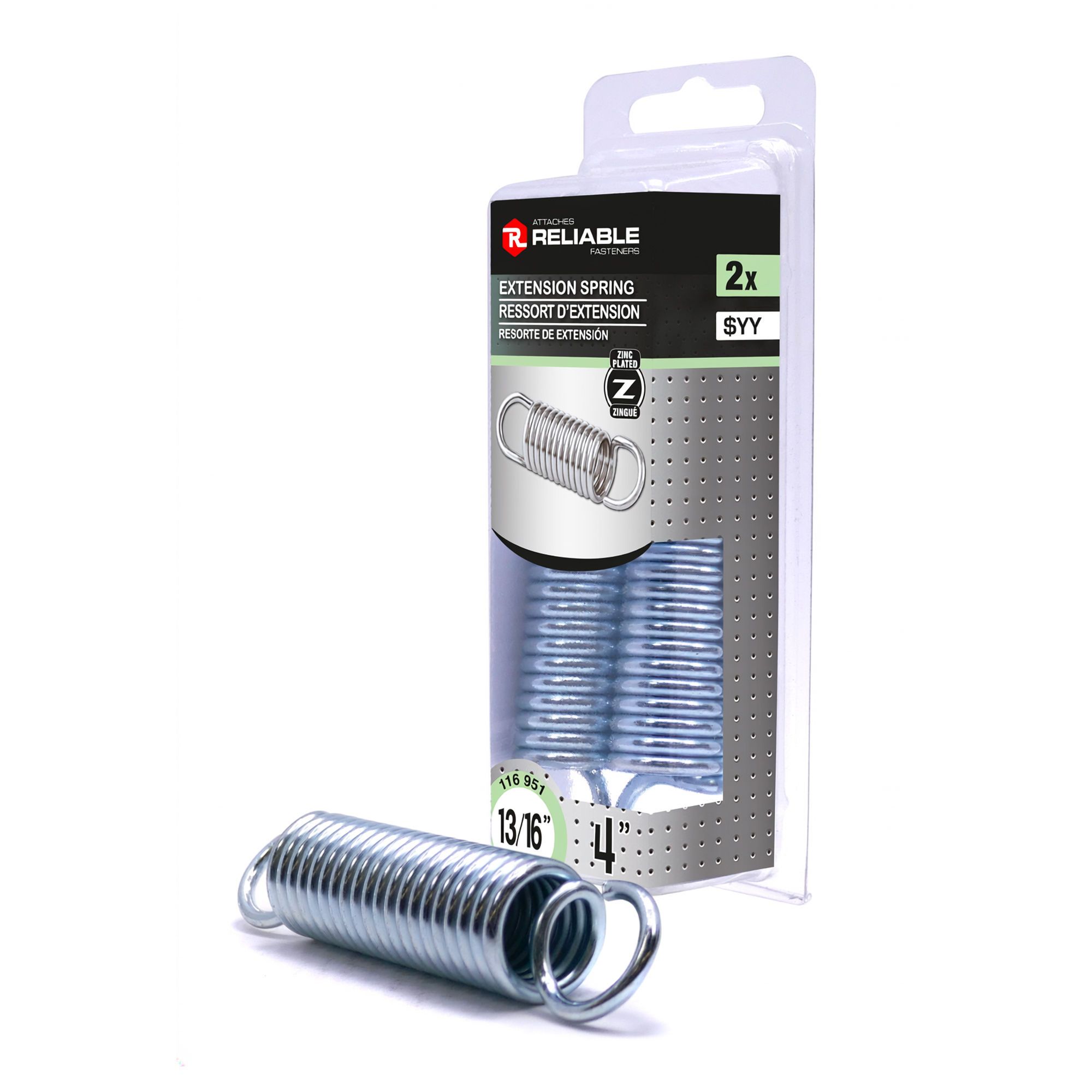 Ressorts d’extension, 13/16" x 4", zingué, 2/pqt