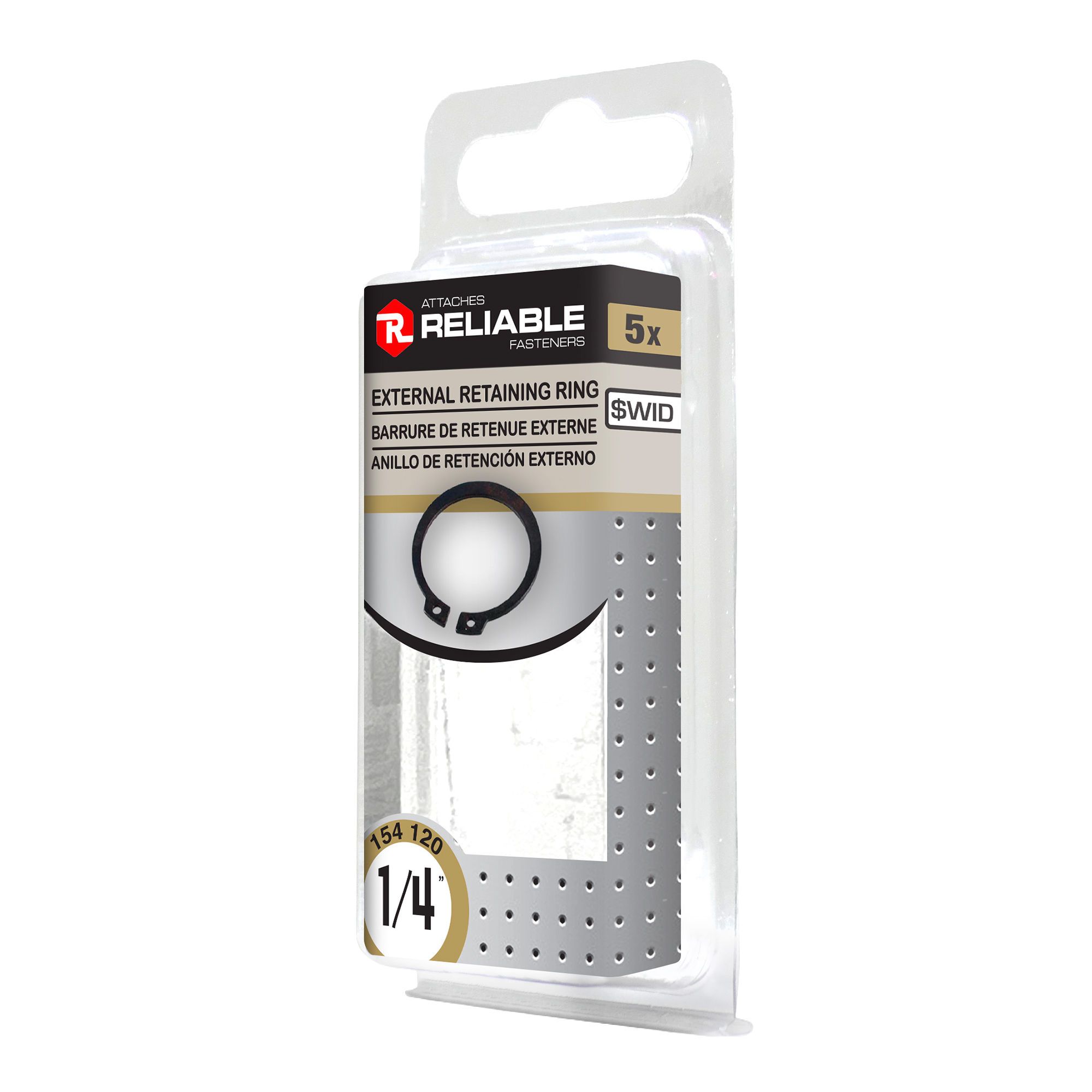 Barrures de retenue externes, 1/4", 5/pqt