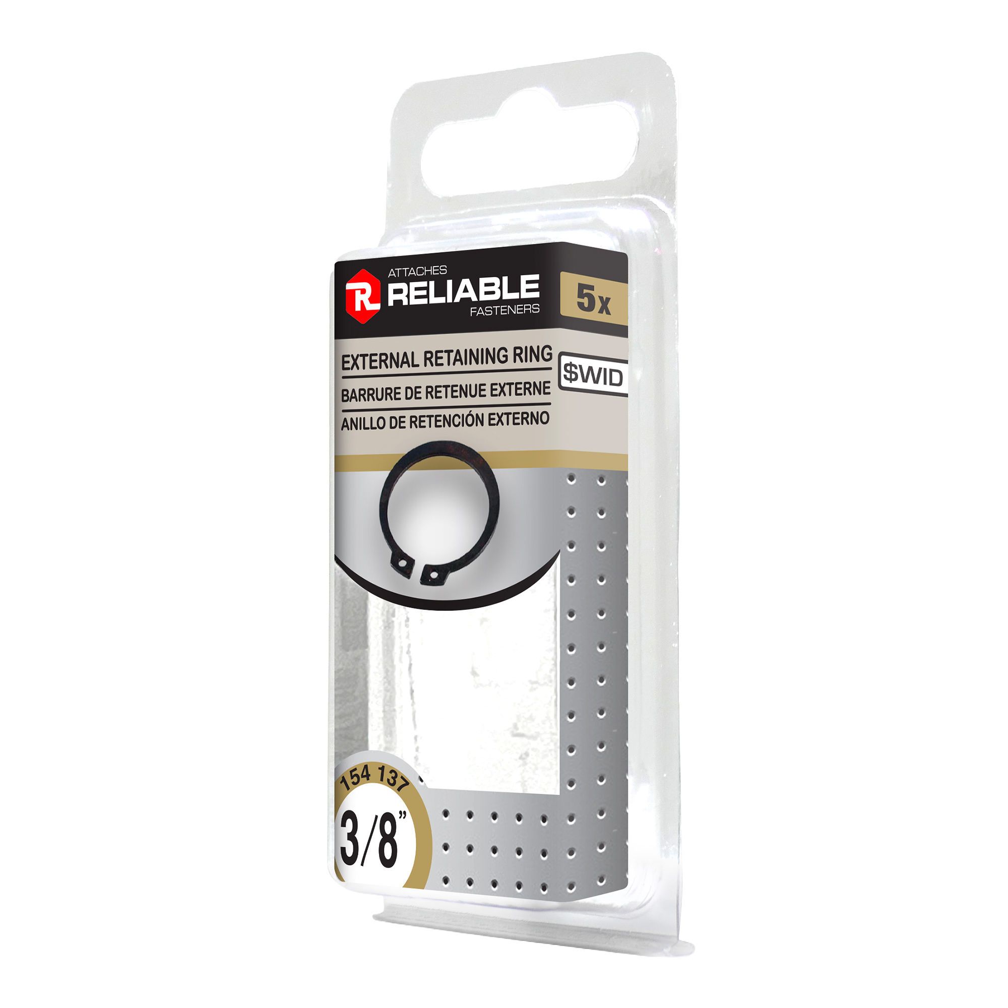 Barrures de retenue externes, 3/8", 5/pqt