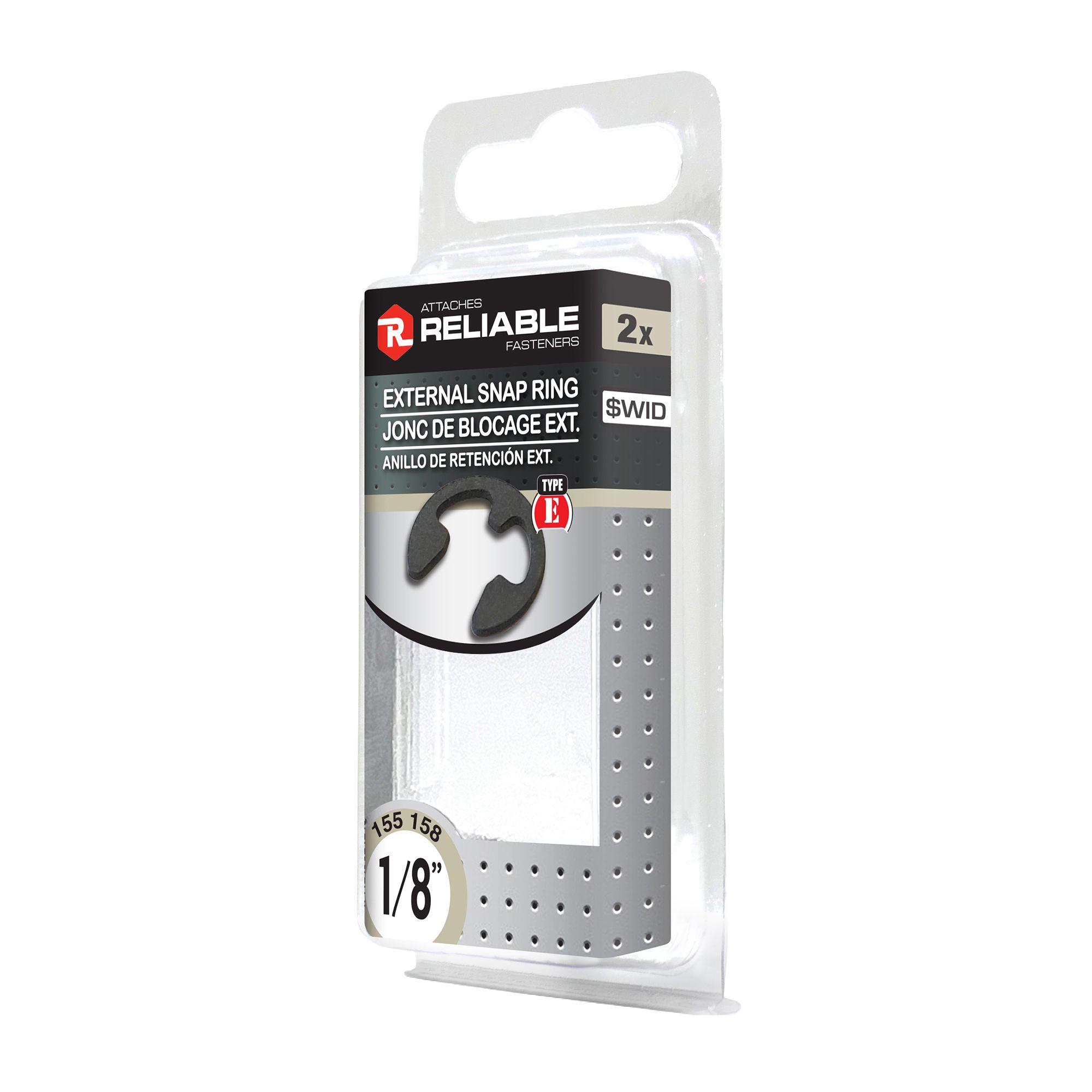 Joncs de blocage externes, 1/8", 2/pqt