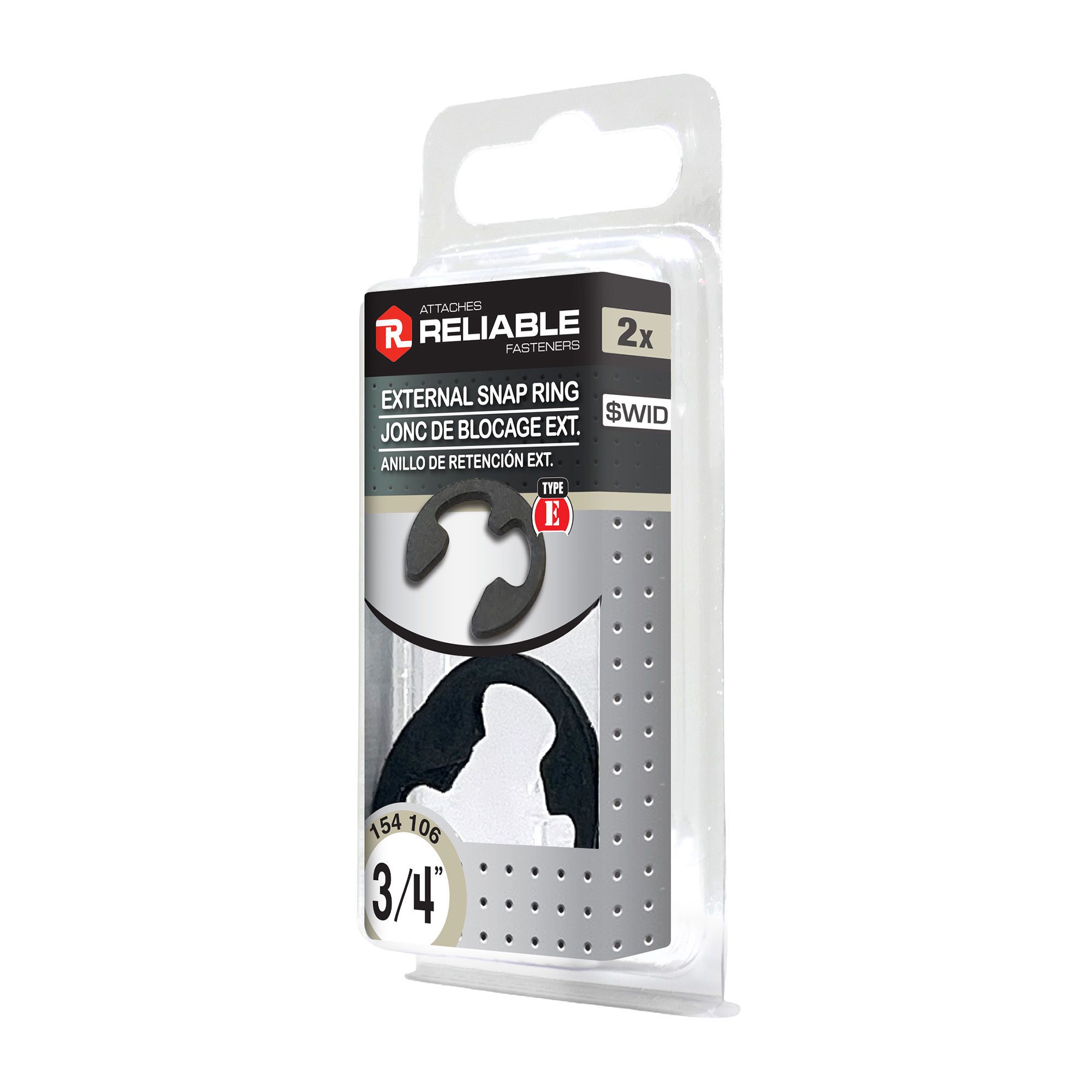 Joncs de blocage externes, 3/4", 2/pqt