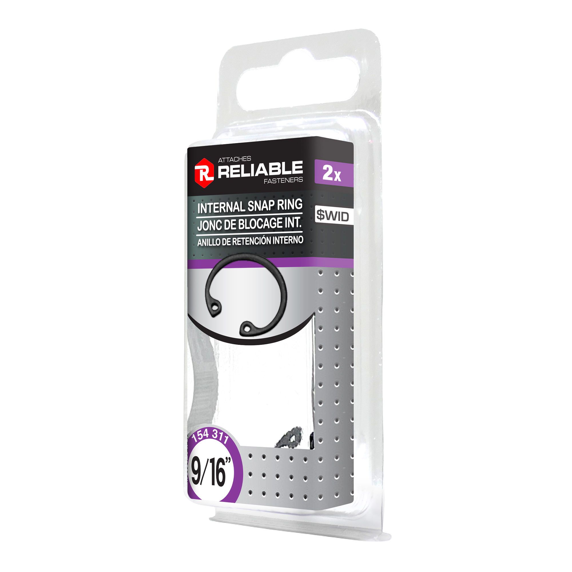 Joncs de blocage internes, 9/16", noir, 2/pqt
