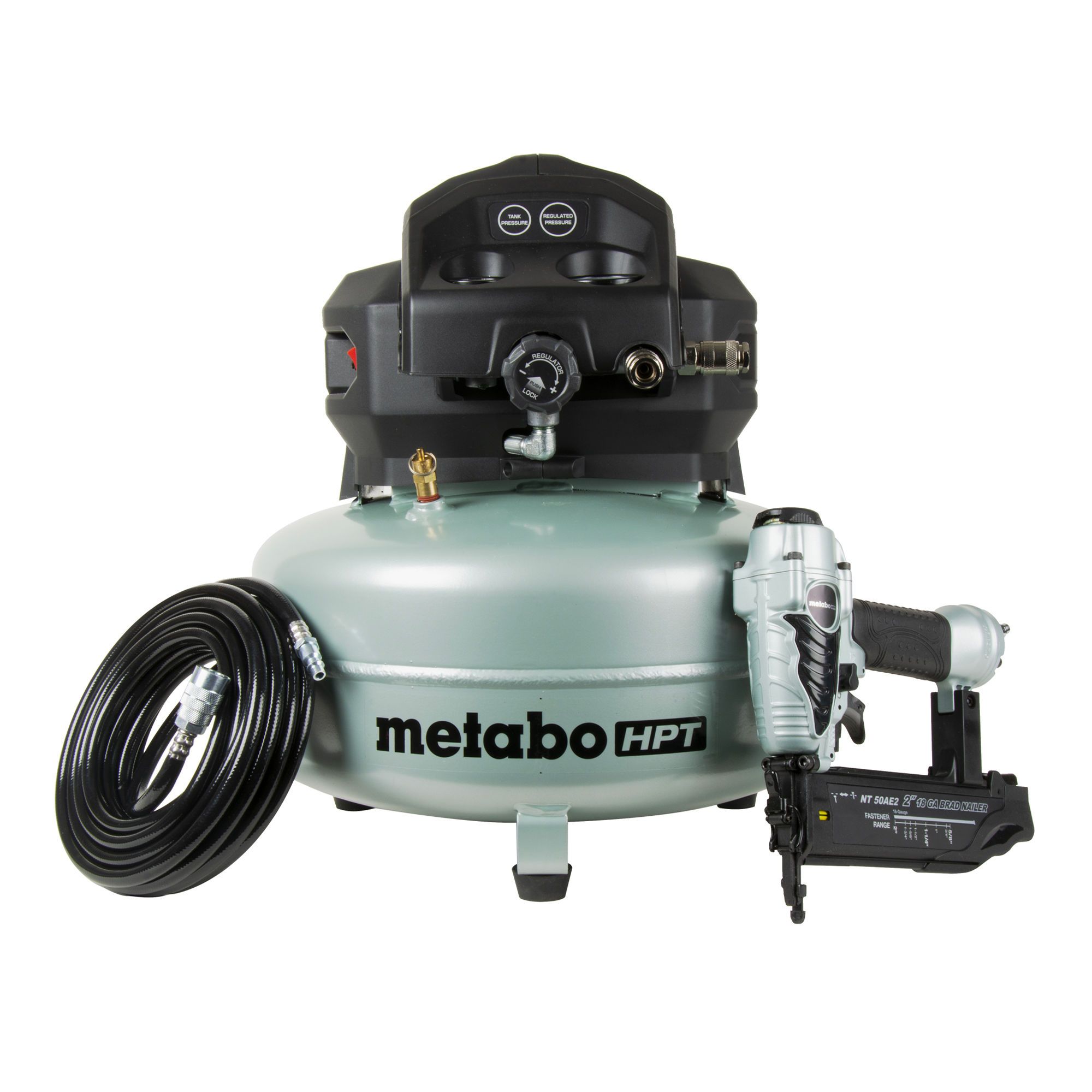 Compresseur 6 gallons, sans huile, cloueuse calibre 18