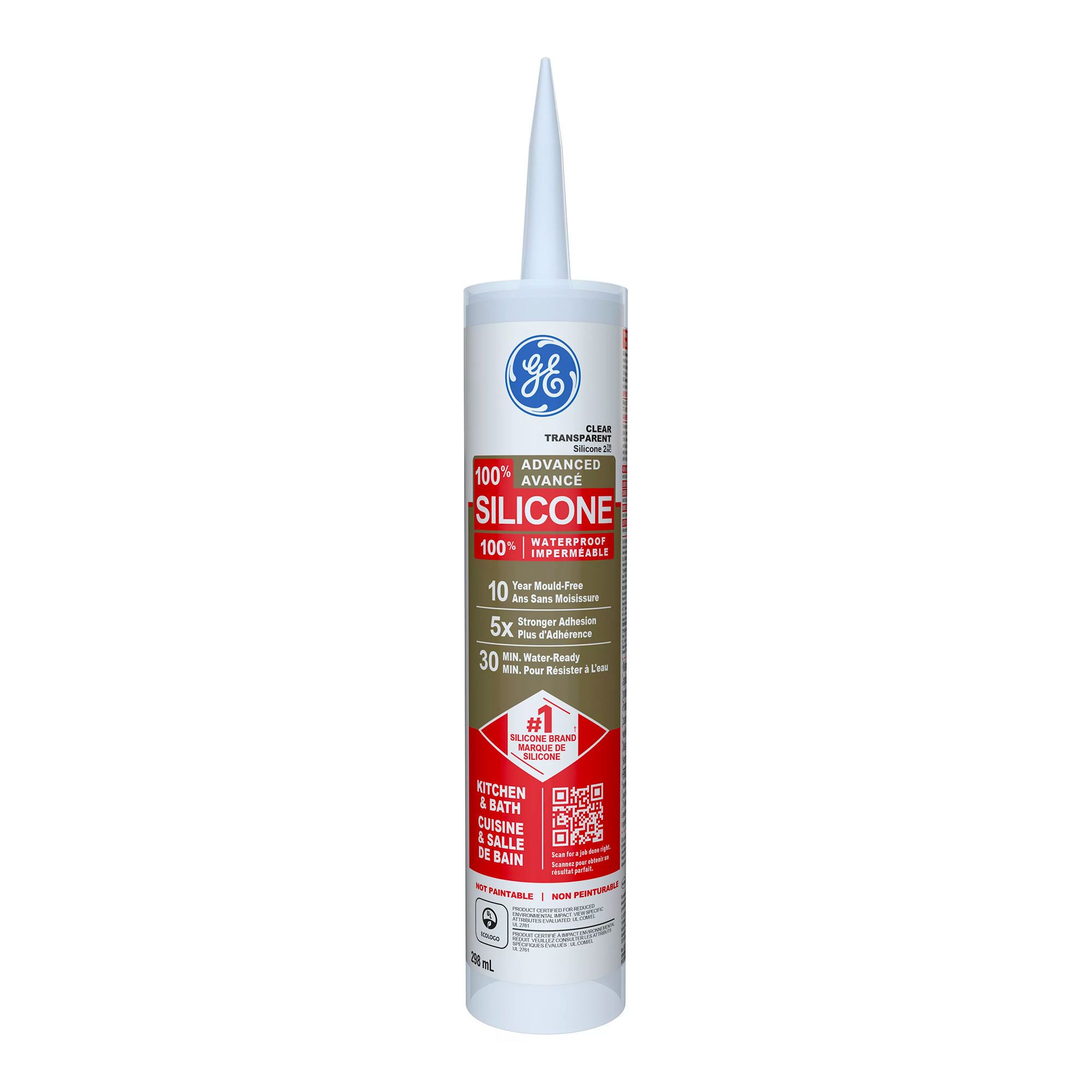 Scellant 100% silicone cuisine/salle de bain, 298 ml, clair