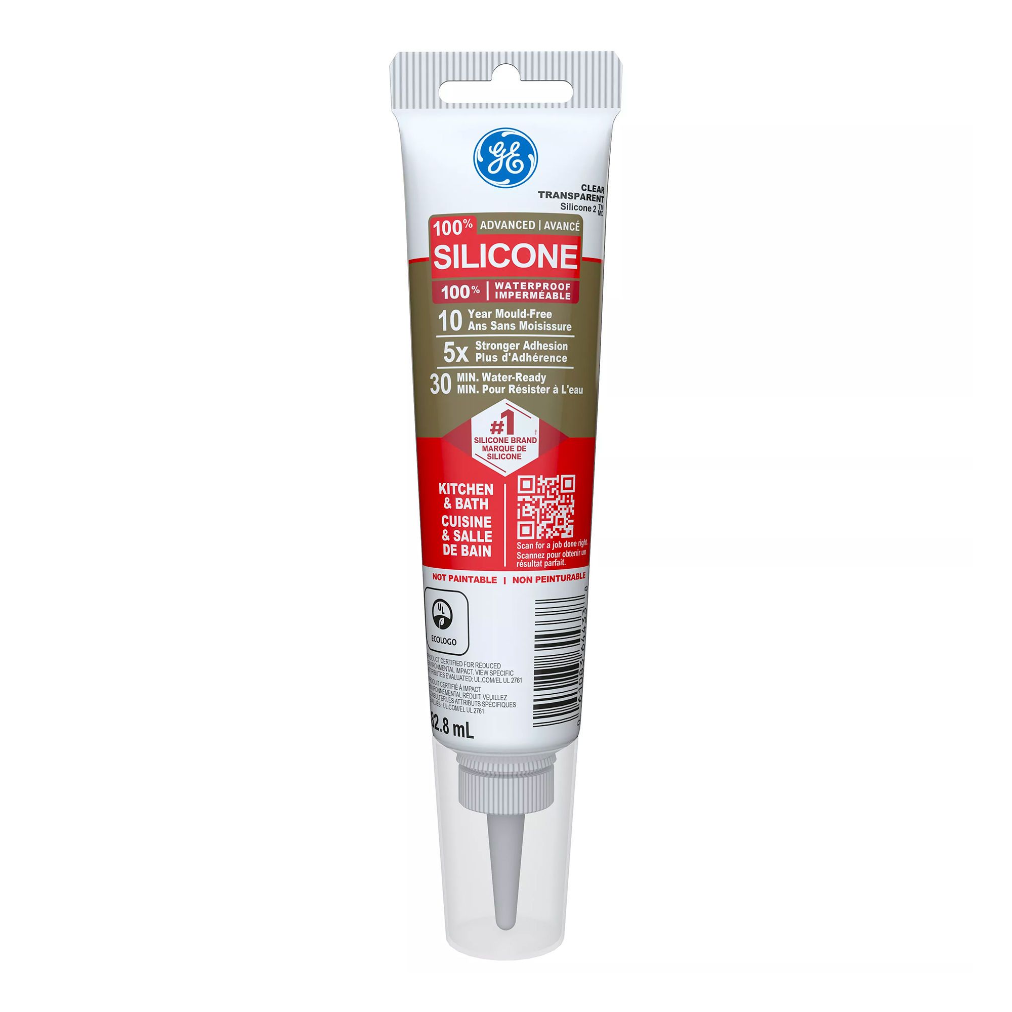 Scellant 100% silicone cuisine/salle de bain, 82,8 ml, clair