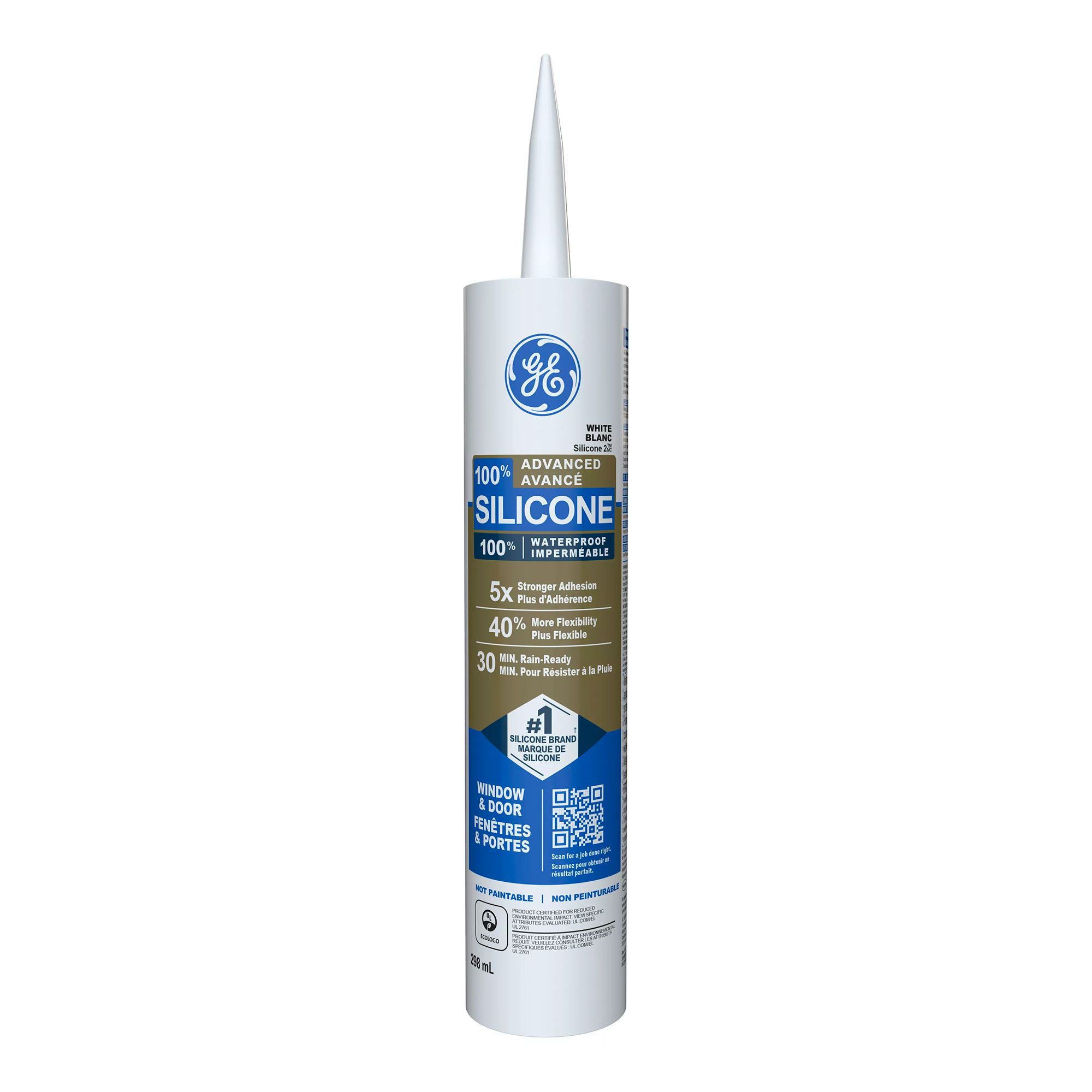 Scellant 100% silicone, portes et fenêtres, 298 ml, blanc