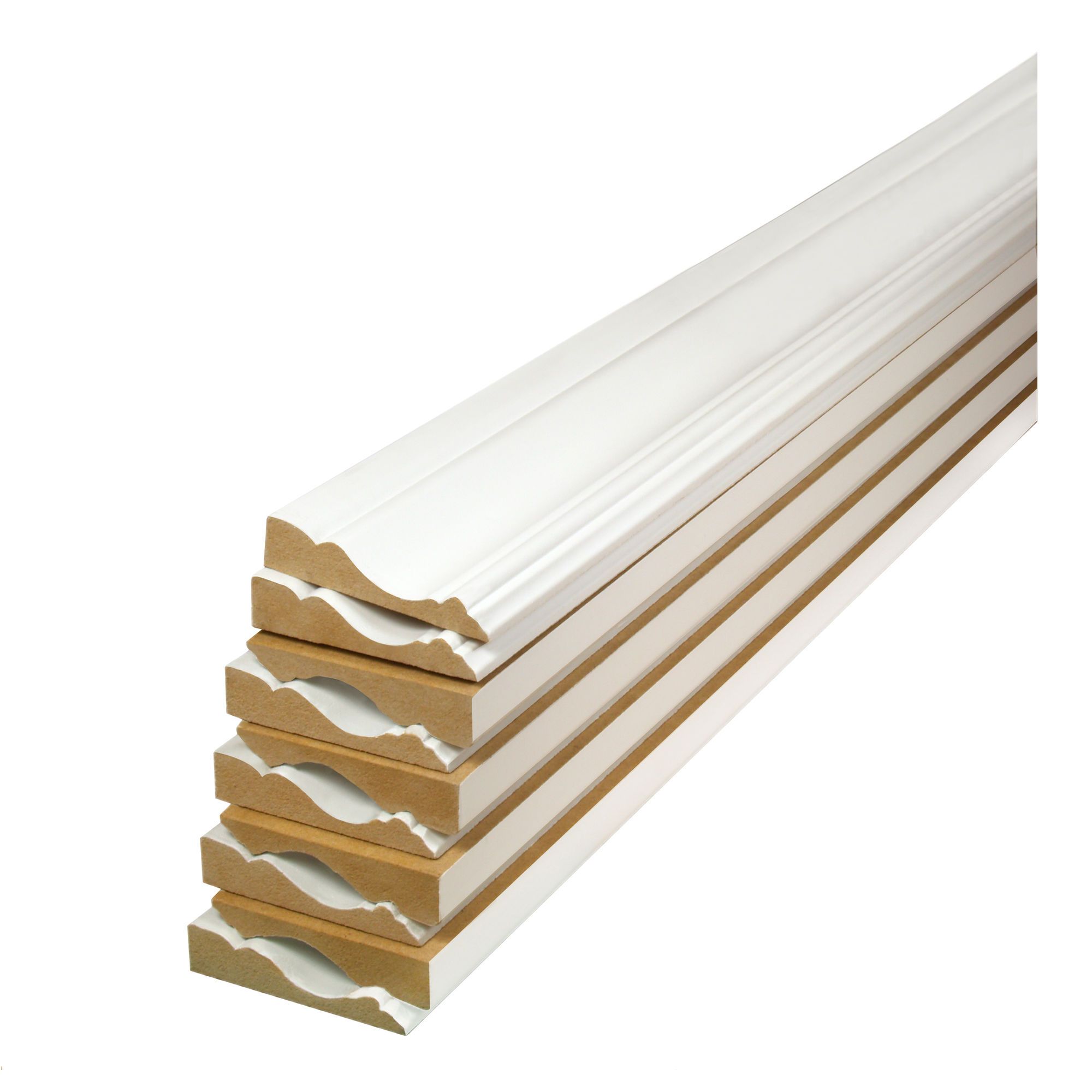 Cadrages en MDF, colonial, 5/8" x 2 1/2" x 7', apprêt blanc, 10/pqt