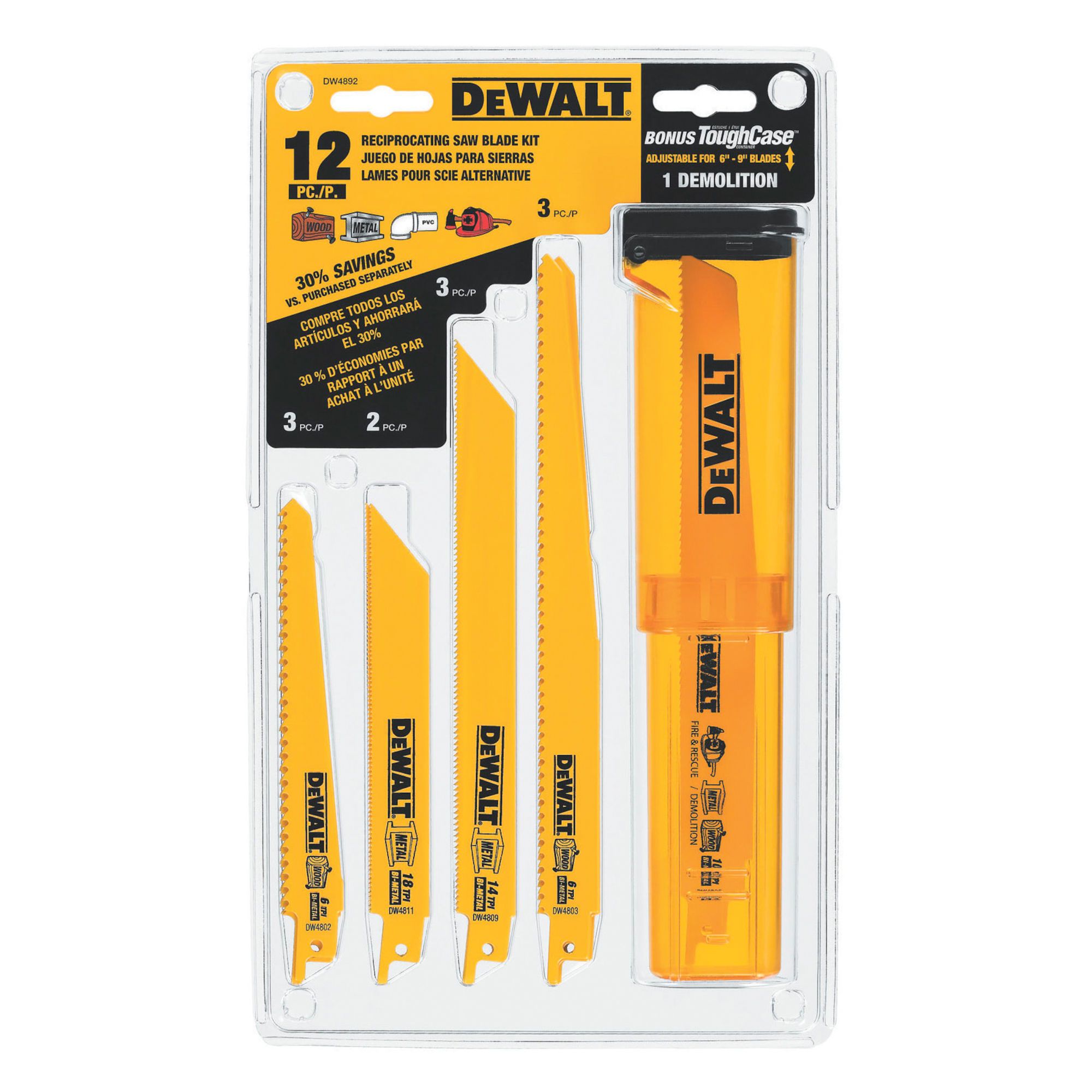 ONEVAN 16 Lames Scie Sabre CR-V – Kit Bois & Métal 6-18 TPI, Longueurs 126/180 Mm Avec Boîte De Rangement