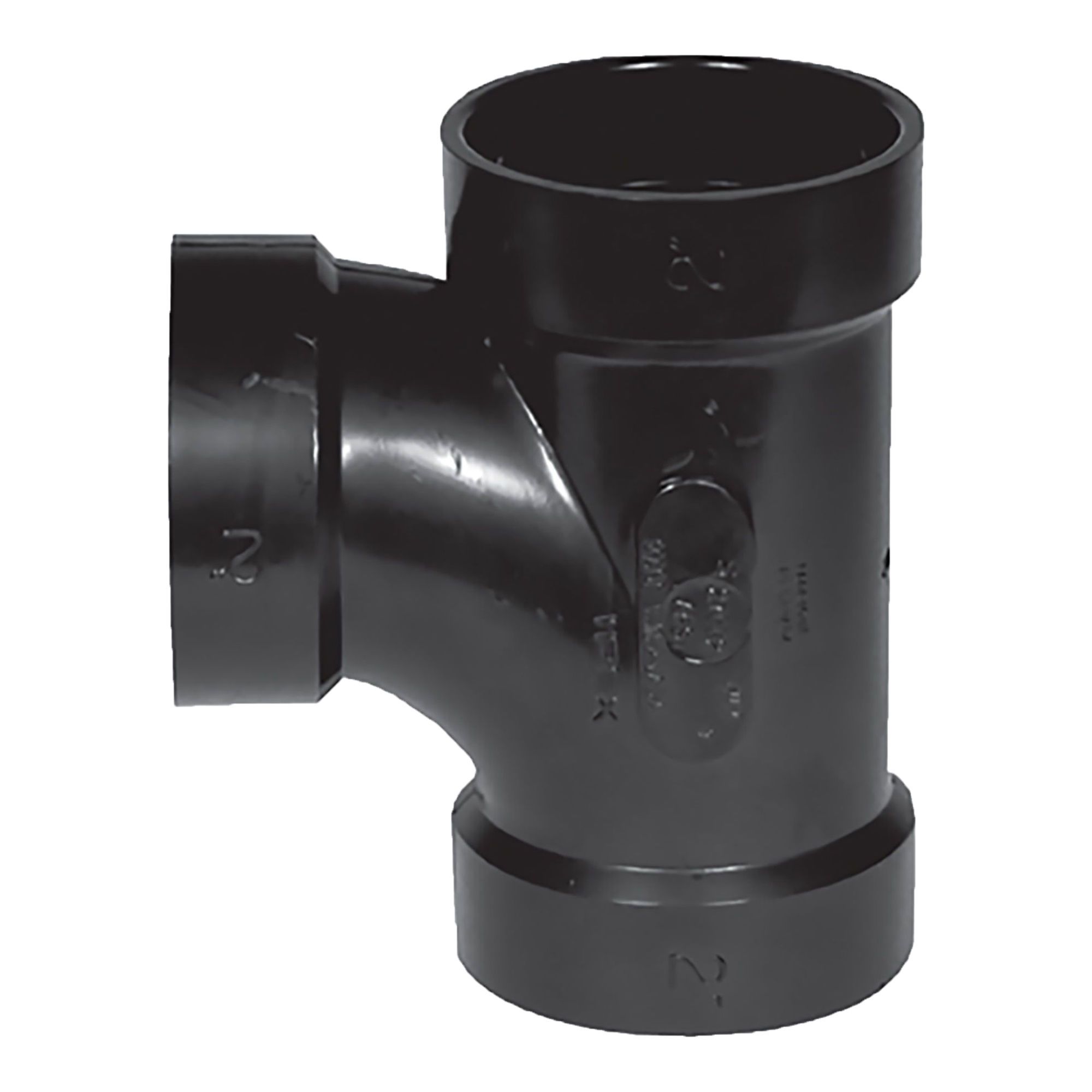 Té sanitaire en ABS DWV, 2", femelle, noir