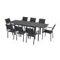 Table de salle à manger, rectangulaire, extensible, noir, 88" x 35" x 29"