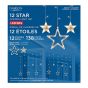 12 Star Light Curtain - 12 Strands - 130 Lights - Warm White