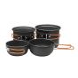 Camping Cookware - 4 Nesting Pots - Lightweight - Stackable - 5 pcs