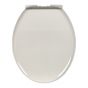 Siège de toilette rond en plastique à fermeture lente, blanc, 14,56" x 17,71"