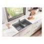 Kitchen Sink - Corence - 2 Bowls - 1 Hole - Silgranit - Metallic Grey - 30" x 20.5 x 8"