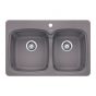 Kitchen Sink - Vienna - 2 Bowls - 1 Hole - Silgranit - Metallic Grey - 31" x 20.5" x 8"