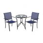 Bistro Set - Salermo - Metal and Tempered Glass - Black and Blue - 3 Pieces
