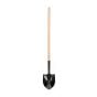 Round Point Shovel with Long Wood Handle - 8"