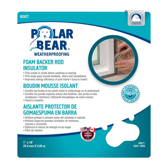 Boudin mousse isolant, gris, 1" x 10'