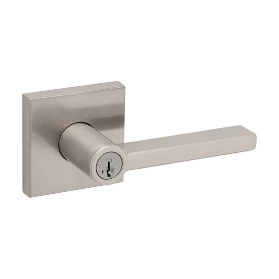 Halifax Square Rose Keyed Entry Levers - Satin Nickel