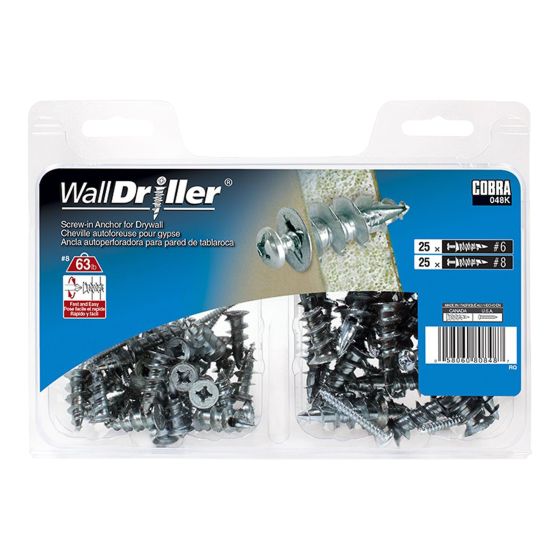 Ancrages WallDriller Zinc #6/#8L (+Vis) (25/25)