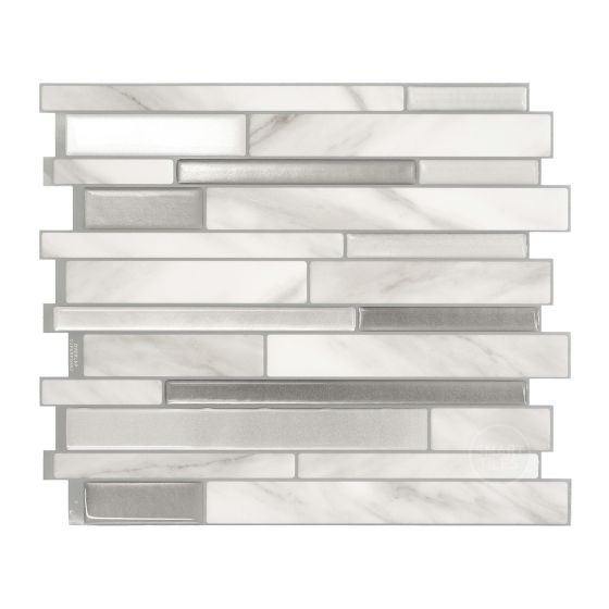 Milano Carrera Gray 11.55 in. x 9.64 in. Adhesive Wall Tile (2.8 sq. ft./ 4-pack)