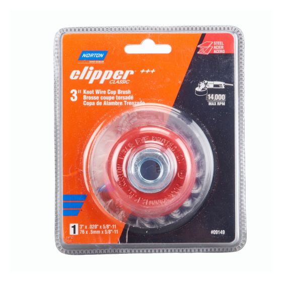 Brosse métallique coupe torsadée pour acier Clipper Classic, 3'' x 5/8''-11", 14 000 tr/min Max