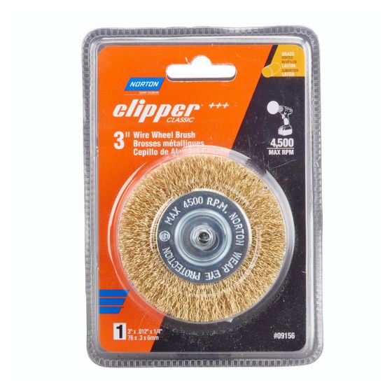 Brosse métallique coupe en laiton pour acier Clipper Classic, 1/4" x 3", 4 500 tr/min Max
