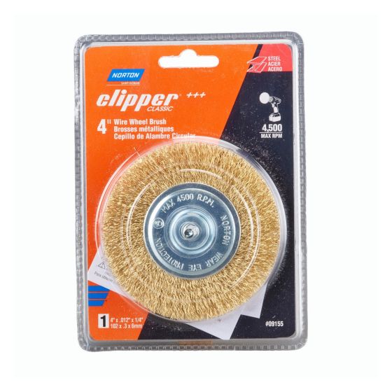 Brosse métallique coupe en laiton pour acier Clipper Classic, 1/4" x 4", 4 500 tr/min Max