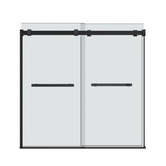 Sliding Tub Door - Duel - 56-59" x 55 1/2-59" - Clear Glass - Matte Black