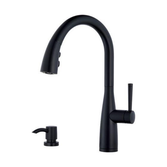 Robinet pour évier de cuisine rétractable Raya, noir mat