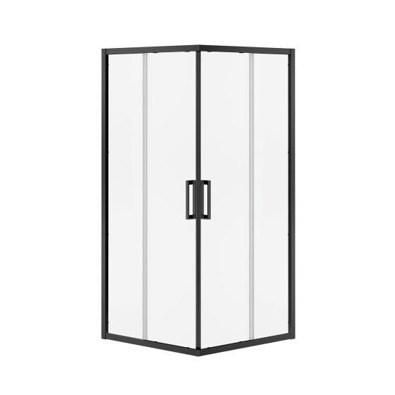 Porte de douche coulissante, Radia, 36" x 36" x 71,5", verre clair, noir mat