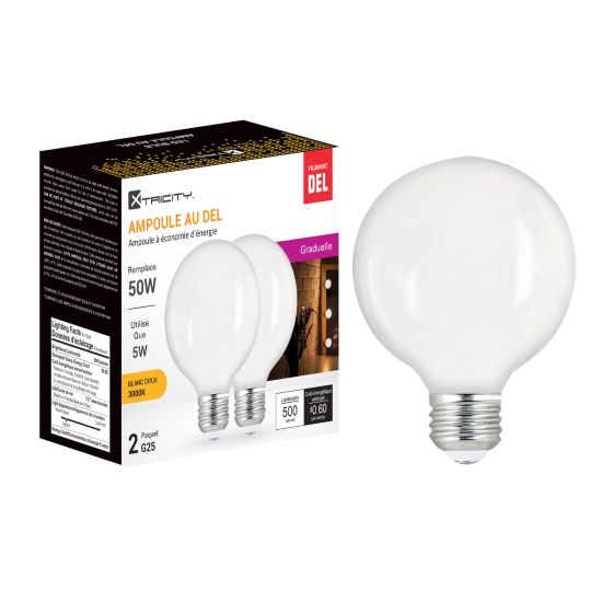LED White Lightbulb - G25 - Soft White - 5 W - 2/Pkg