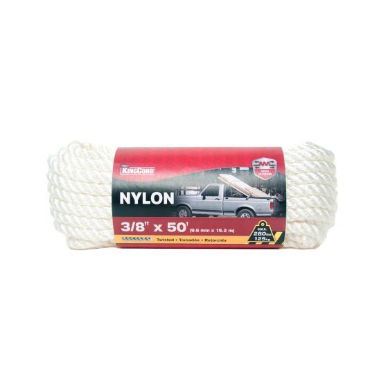 Corde de nylon torsadée, blanc, 3/8" x 50'