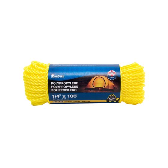 Twisted Polypropylene Rope - Yellow - 1/4" x 100'