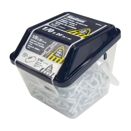 Chaîne ronde à maillons rapides droits, fini zinc, 1/0 - 3/16" x 20'