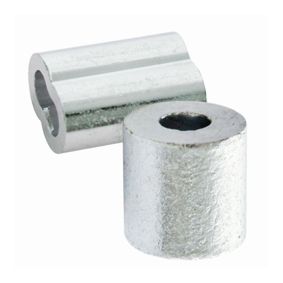 Manchon et butée pour câble, fini aluminium, 1/8"