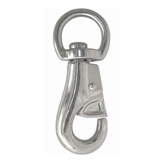 Mousqueton de sécurité à oeillet émerillon, fini nickel, 1" x 4"