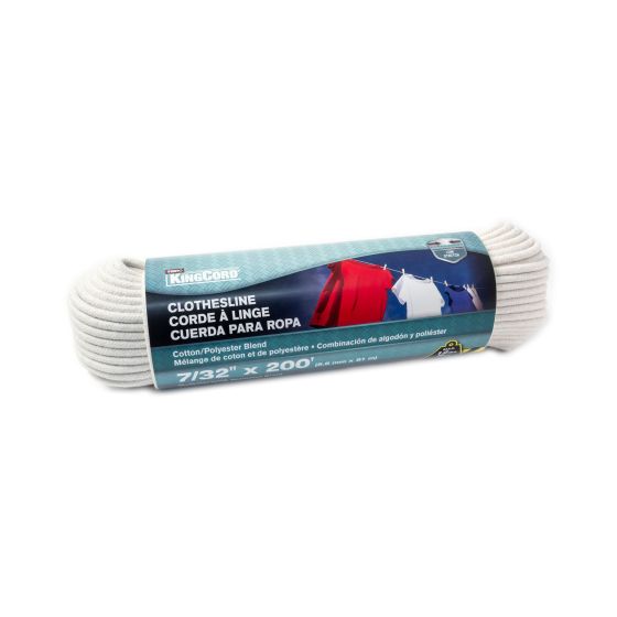 Cotton Polyester Diamond Braid Clothesline Rope - 7/32" x 200'