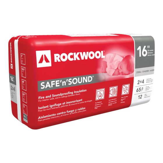 Isolant laine de roche ignifuge acoustique, 3" x 16,25" x 48", acier