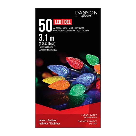 Jeu de 50 lumières DEL C6, multicolor, 10'