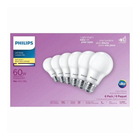 LED Light Bulb - A19 - 9 W - Soft White - 6/Pkg