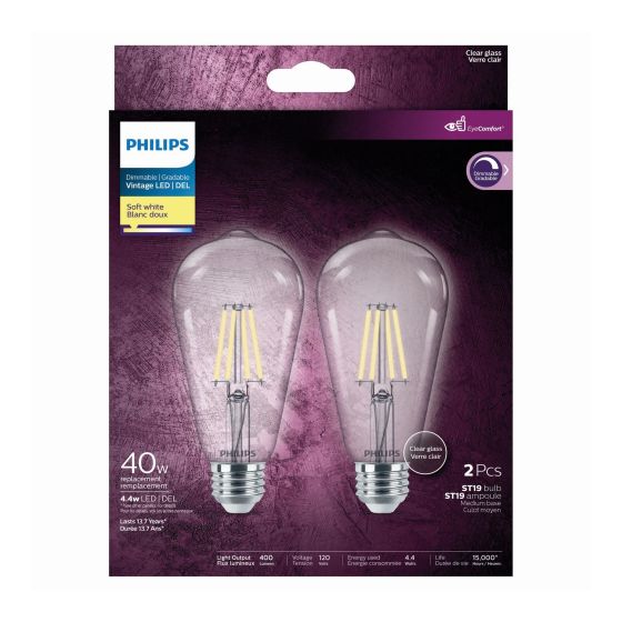 LED Light Bulb - ST19 - 4.4 W - Soft White - 2/Pkg