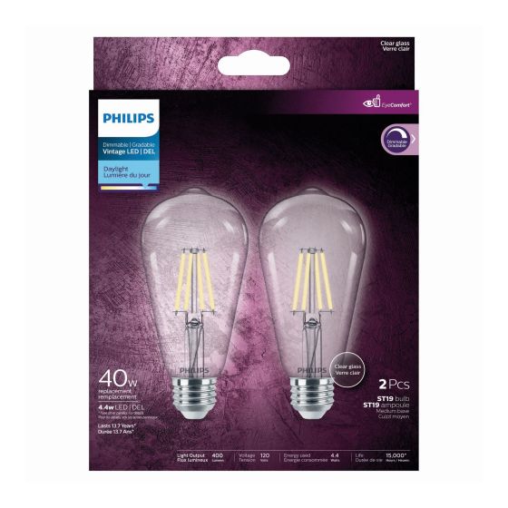 LED Light Bulb - ST19 - 4.4 W - Daylight - 2/Pkg