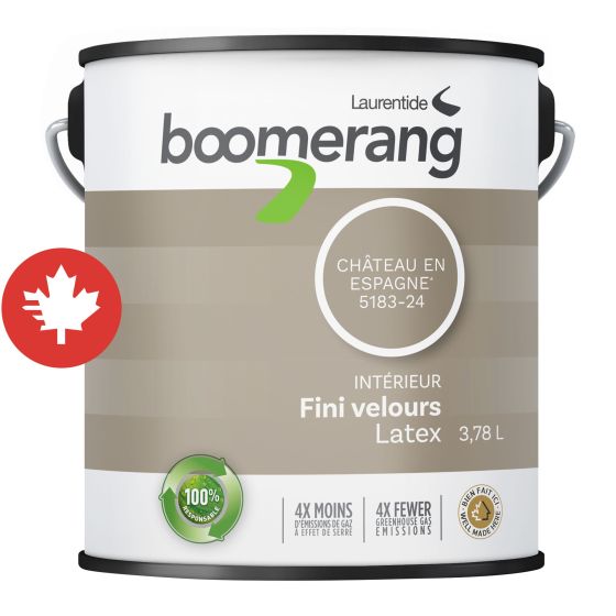 Peinture recyclée Boomerang, fini velours, Château en Espagne, 3,78 l