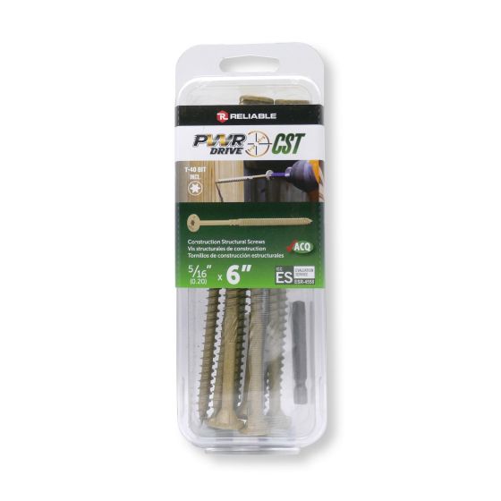 PWR DRIVE CST Structural screw - Oversized Flat Head - 5/16 in x 6 in, Blister of 10